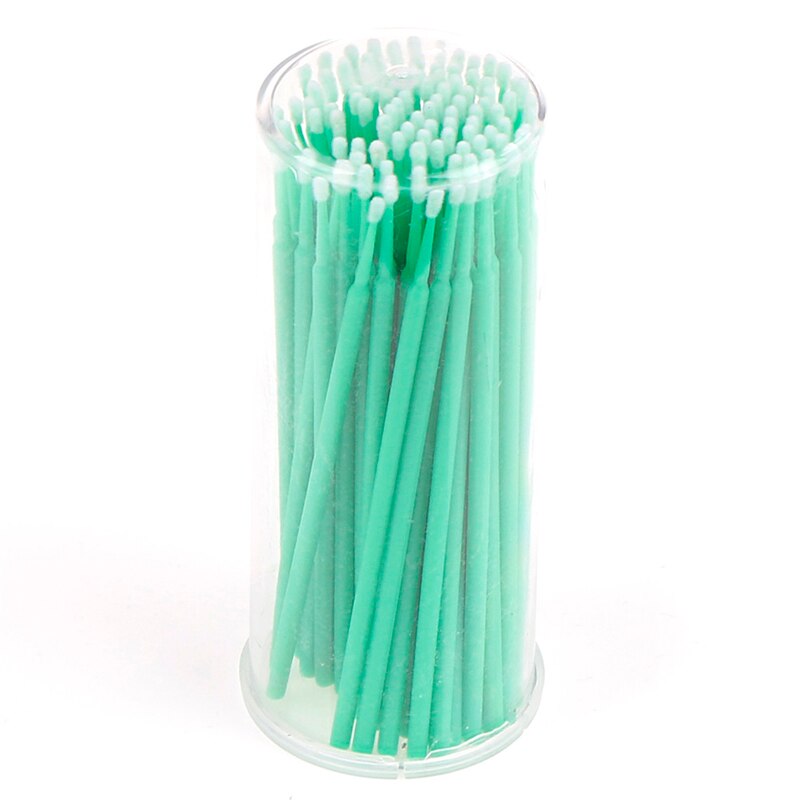 100 Stks/pak Wattenstaafje Microbrushes Wimper Extension Duurzaam Micro Individuele Applicators Wattenstaafje Wegwerp Make-Up Kwasten: dark green