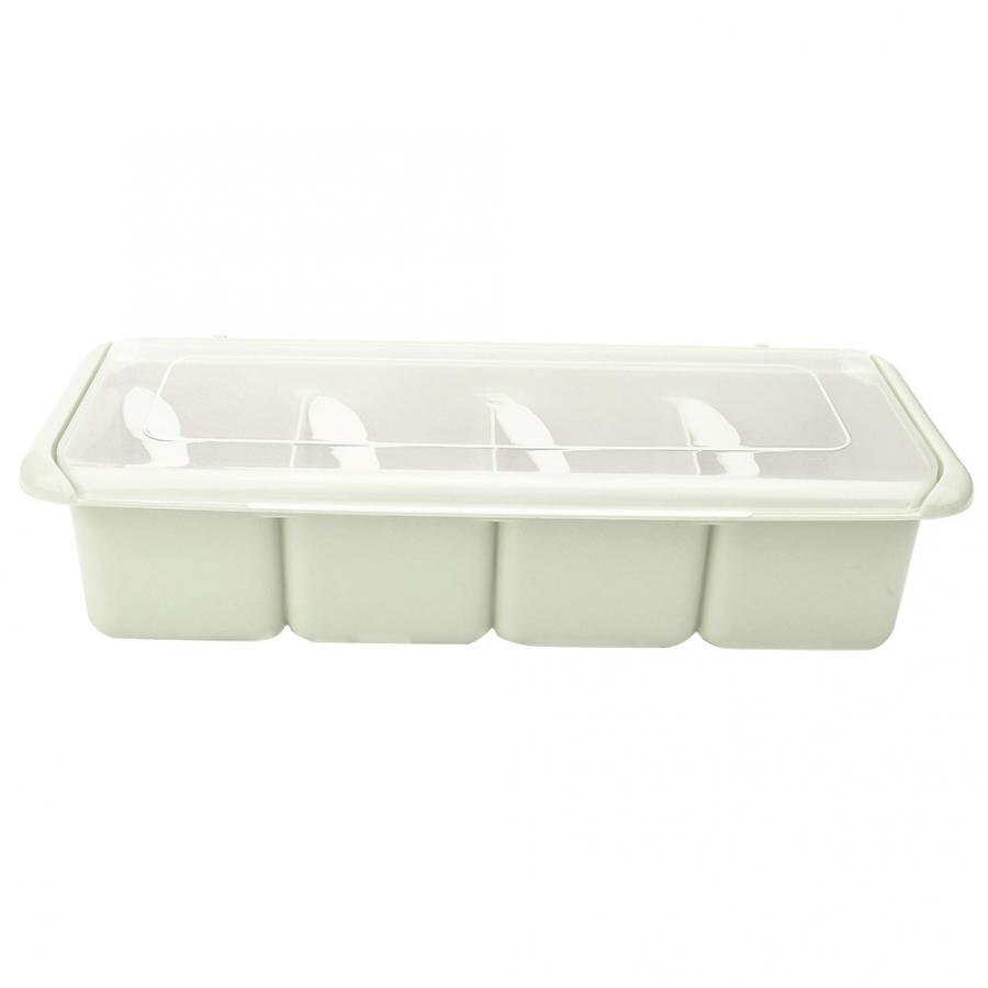 Caja de condimentos de 4 celdas, estante de especias, organizador, soporte para condimentos, contenedor de cocina, tarros de especias, herramienta para especias,: green