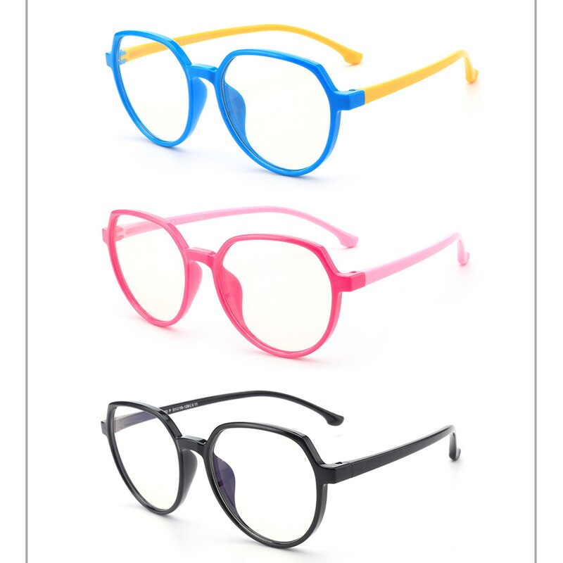 Kids Computer Gaming Glasses Flexible Big Oval Temple Girls Optical Eyeglasses Frame Full Rim TPEE Boys Spectacles Presc