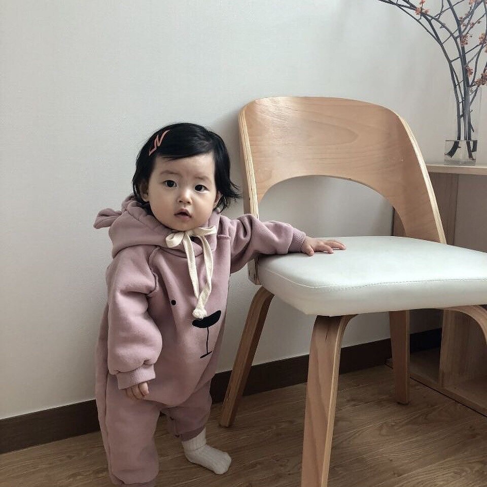 Baby Girl Romper Thick And Velvety Bear Ear Print Loose Jumpsuit Climbing Suit Toddler Girl Romper Baby Girl Jumpsuit