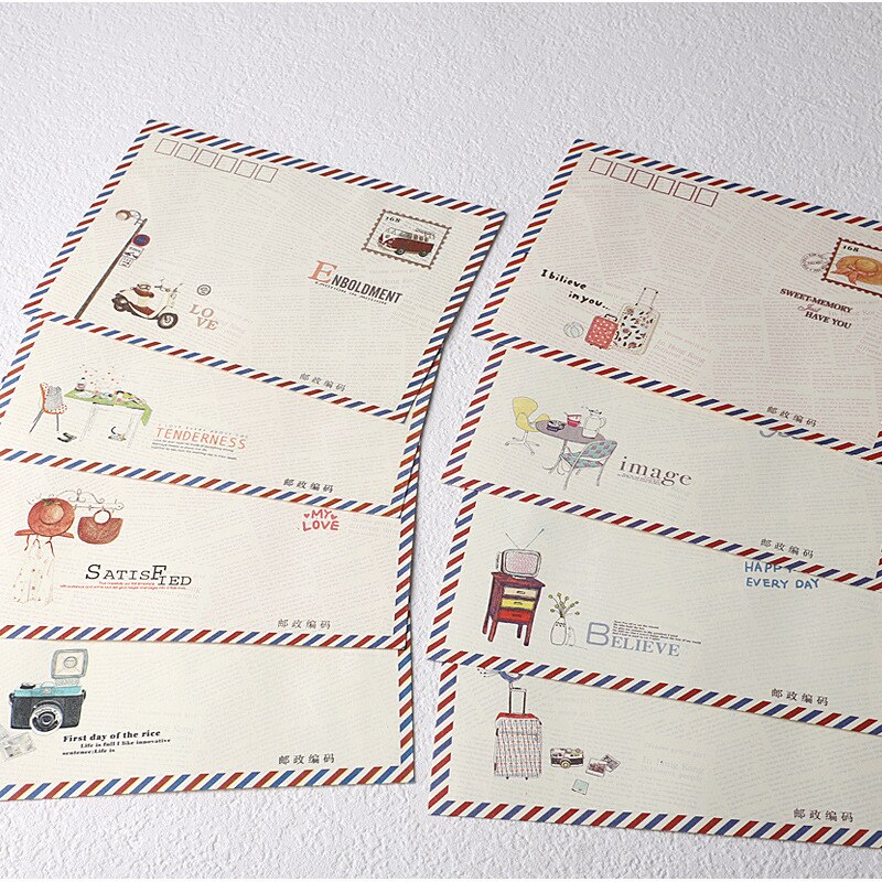 8 stuks/set vintage grote envelop postcard brief luchtpost briefpapier Retro School kantoor kraft enveloppen