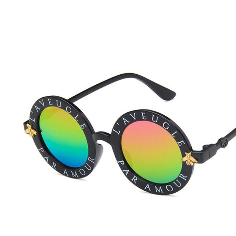 Steampunk Cartoon Kinderen Zonnebril Jongens Meisjes Luxe Vintage Kinderen Zonnebril Ronde Zonnebril Oculos Feminino Accessoires: colors coated