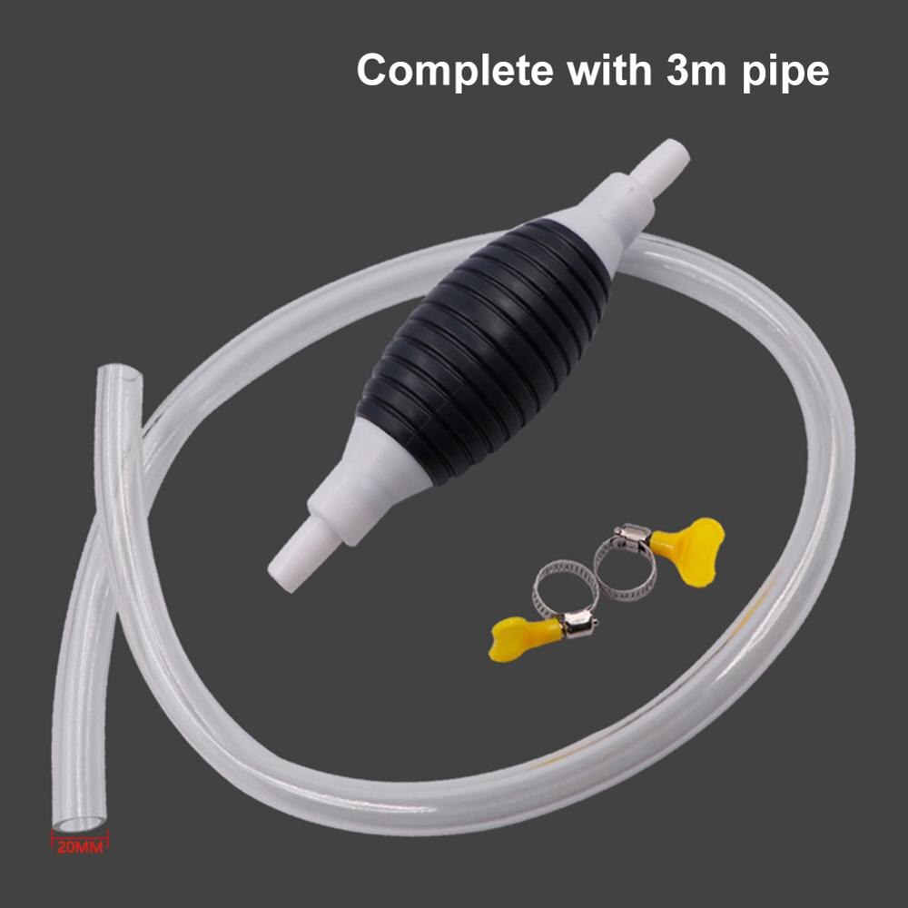 Universal Manual Fuel Pump with 2/3/4 meters PVC pipe clamps Water oil liquids Transfer Pump Car Petrol Diesel Hand Primer Bulb: Pump with 3M Pipe