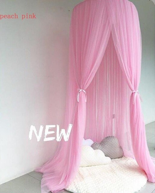 7 Kleuren Opknoping Kids Baby Beddengoed Dome Bed Canopy Katoen Klamboe Bedcover Gordijn Voor Baby Kids Lezen Spelen Thuis decor: peach pink