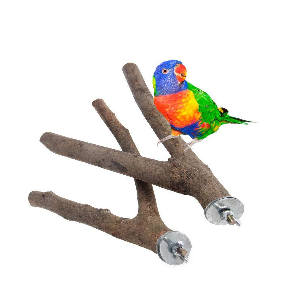 Nature perruche pour animaux de compagnie perruche suspendus jouer jouets oiseau Cage bois branche support perchoirs perroquet en bois Resk support Perches plate-forme