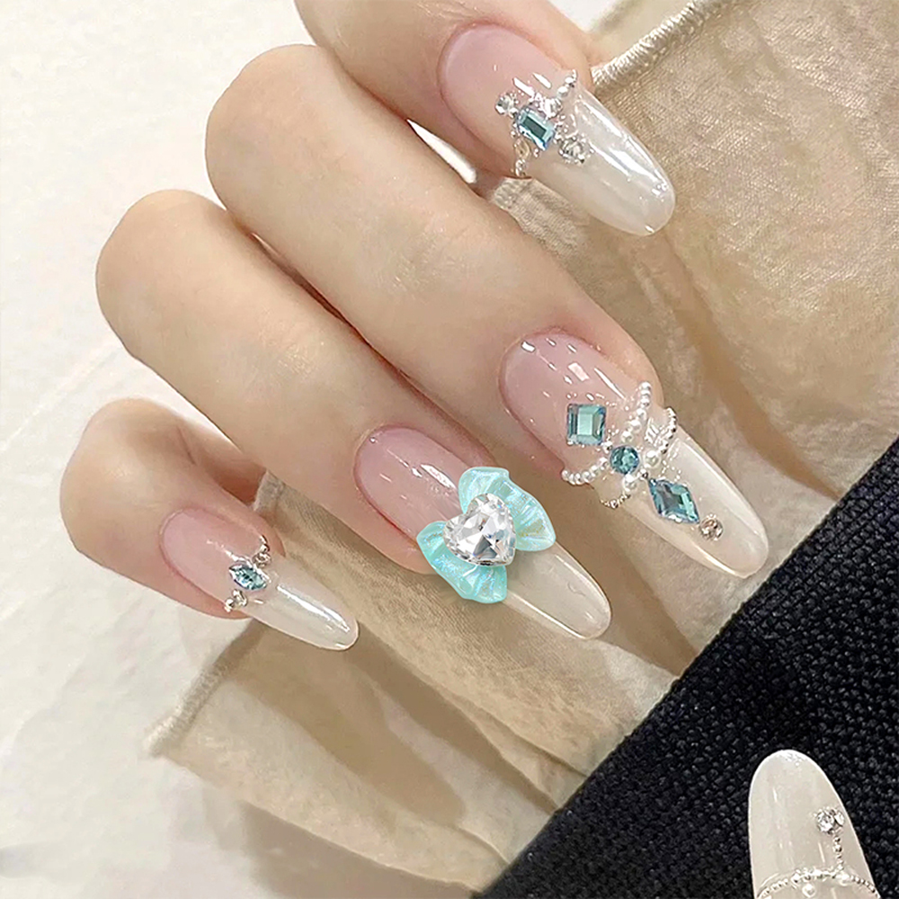 10 Uds. De abalorios para uñas de Sailor Warrior Moon 3D, lazo rosa brillante para niñas, gemas de diamante blanco, diamantes de imitación para uñas, piezas de uñas de japonés
