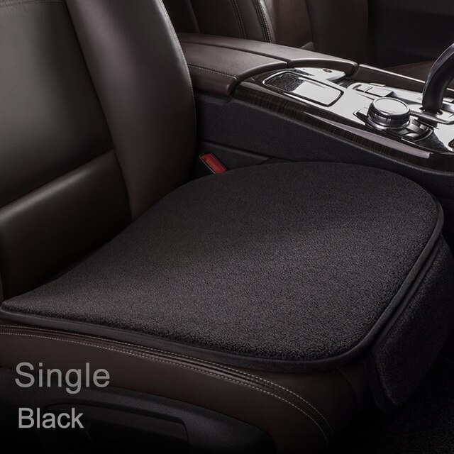 Super Soft Polar Fleece Car Seat Cover Pad Universal Breathable Plush Cushion Car Seat Protector Mat Car Accessories: Black front 1pcs