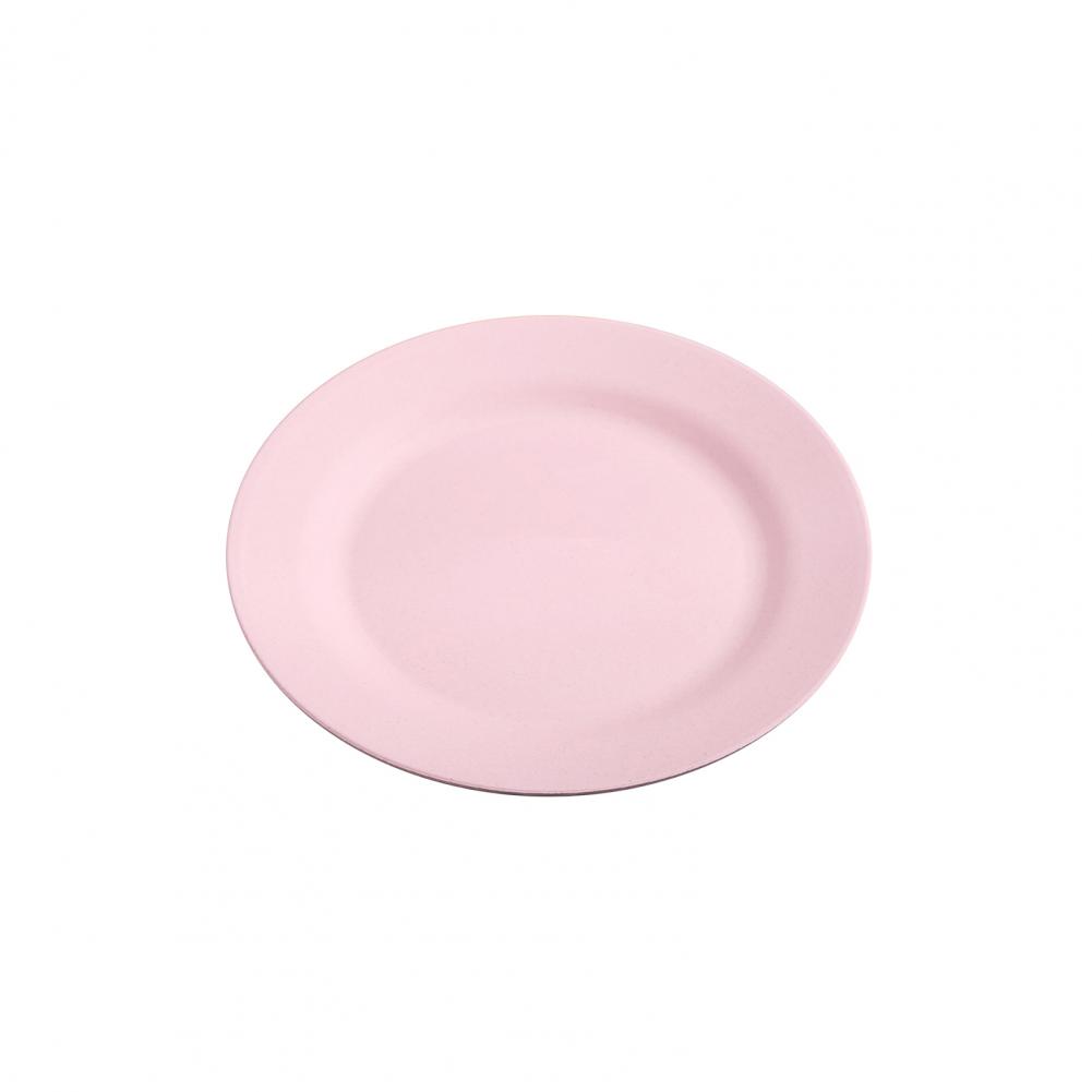 Shockproof Food Plate Plastic Heat-resistant Dinner Plate Tableware Set Breakfast Plate Salad Tray Steak Flate for Home: Pink 25cm