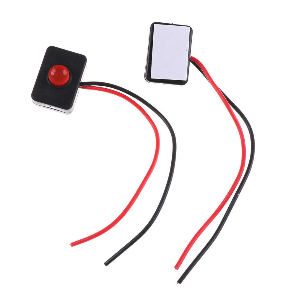 2Pcs Adhesive Base Push Button Action Wired Switch DC 12V 2AA dhesive Base Push Button for Car 3.5 x 2.5 x 15cm/ 1.4" x 1" x 5.9