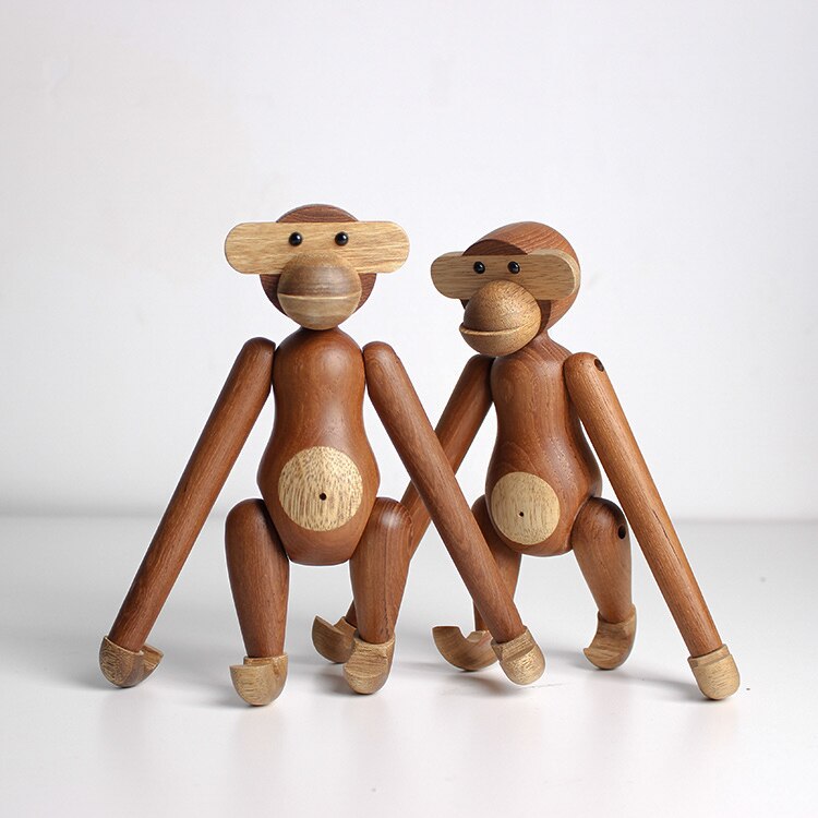 Mono danés de madera maciza decoraciones de estilo nórdico Genji Animal Log colgante mono de pared muebles para el hogar