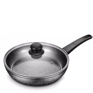 Sartén antiadherente huevo frito artefacto pequeño filete sartén panqueque olla estufa de Gas para uso doméstico olla de cocina sartenes utensilios de cocina: 26cm with lid