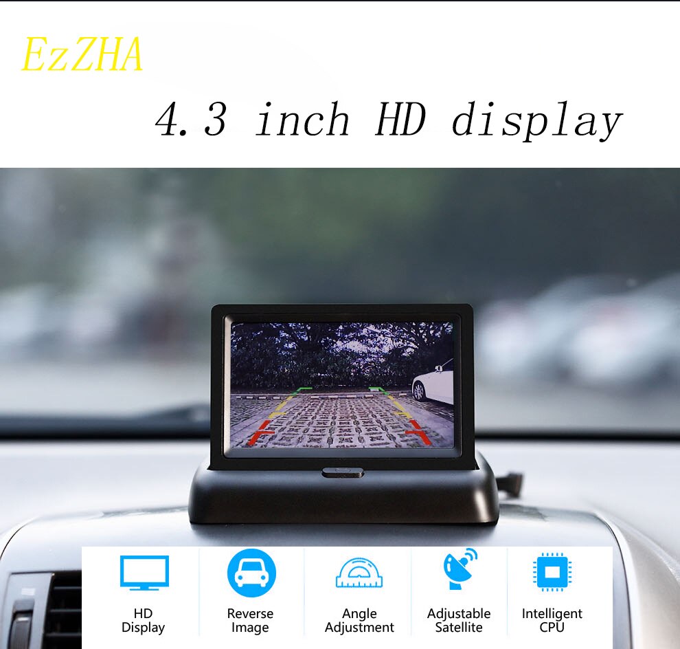 Car Monitor 4.3 inch Foldable TFT LCD Display Rear View Reversing Camera Mirror Parking Assistance Rearview Monitors NTSC PAL