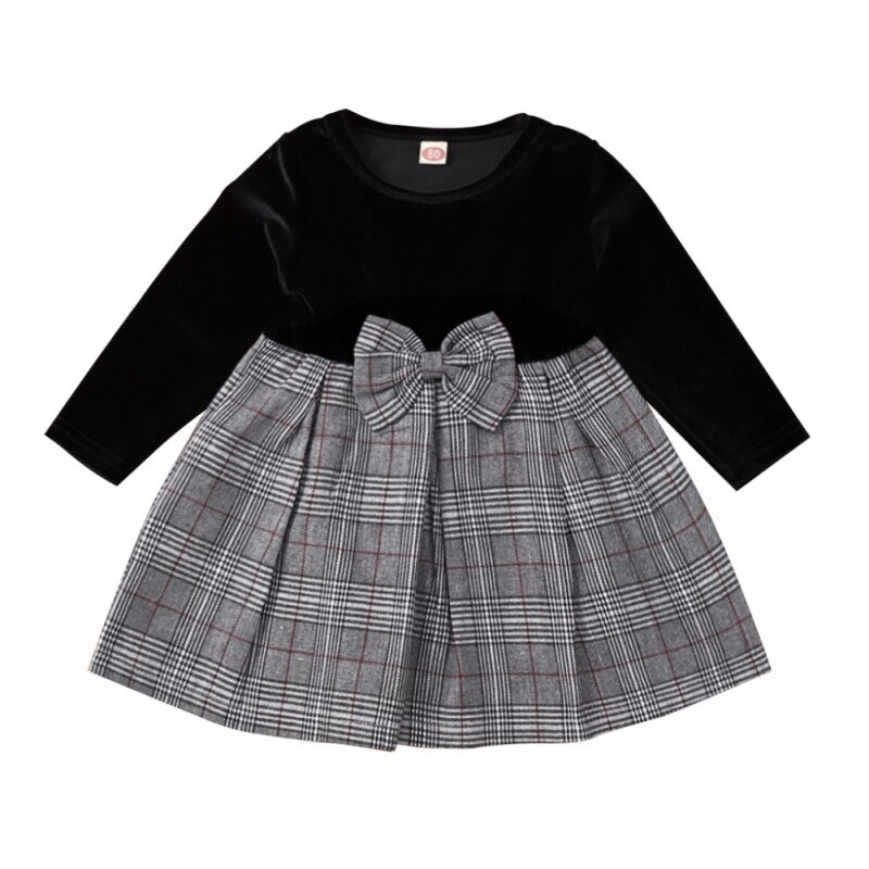 Spring Baby Clothes Sweet Dresses For Girls Baby Girl Black Long Sleeve Dresses Toddler Infant Princess Dress Clothing: 18-24M