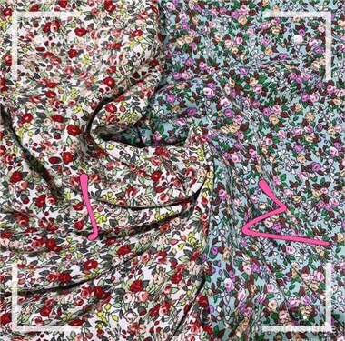 Japanska och koreanska kvinnors kjolmaterial chiffong andningsgardiner tyg oljekänsla måla små blommor
