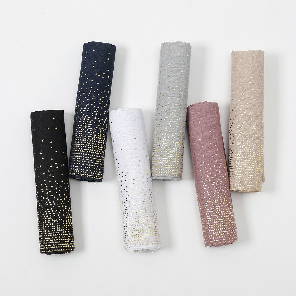 Women Lurex Glitter Gold Dot Shimmer Scarf Plain Solid Viscose Scarves Shawls Muslim Hijab Wrap Pashmina Stole 180*80Cm
