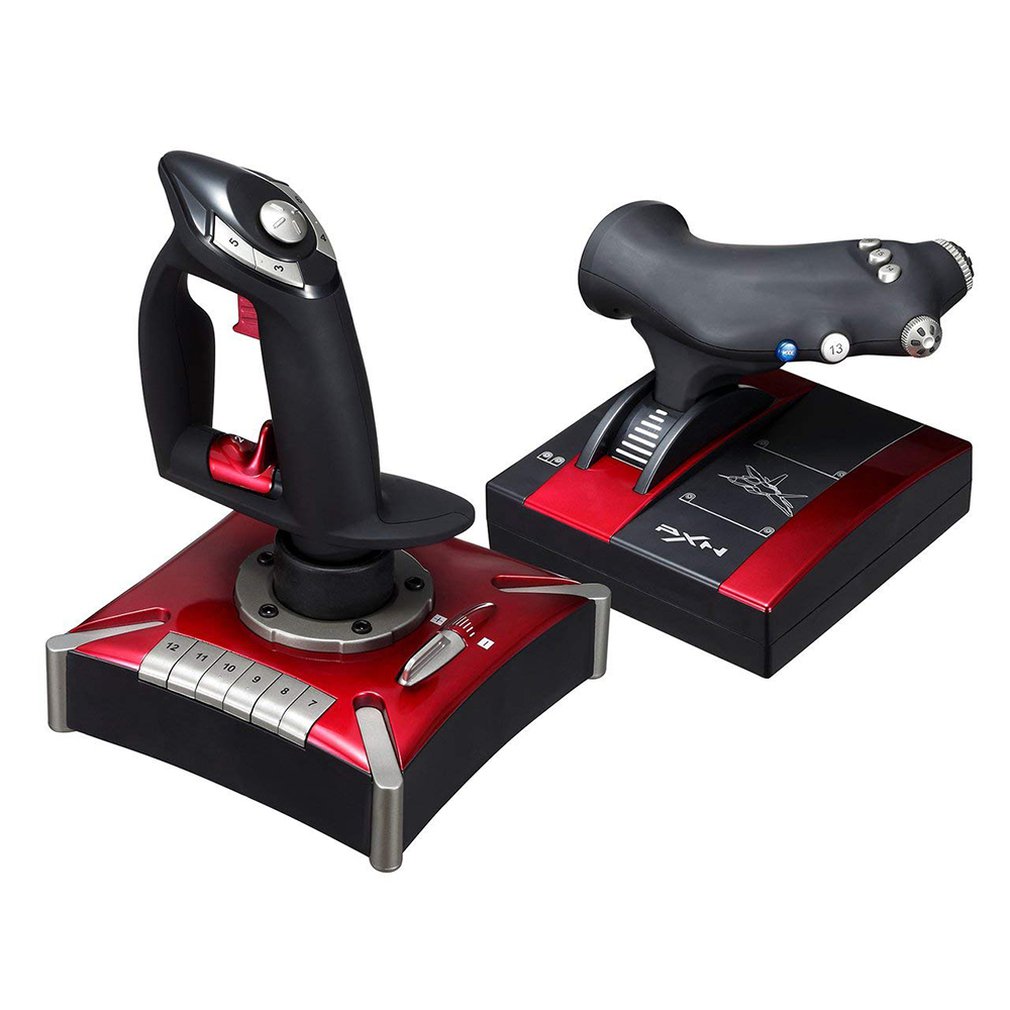PXN-2119II USB para simulación de juego, Joystick de vuelo con función de vibración, 16 teclas de programación, copa de succión fija ajustable, DC5V