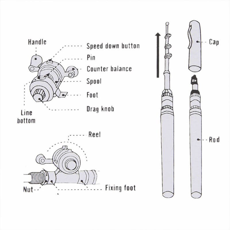 40 # Vissen Tools Swinger Draagbare Mini Telescopische Pocket Vis Pen Aluminium Hengel Pole + Reel-Vissen hengels