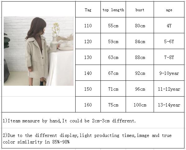 2020 di Inverno dei bambini Cappotti del Rivestimento Per Le Ragazze Vestiti Del Bambino Del Bambino Della Ragazza di Colore Puro Lungo di Lana Pulsante Indietro Capretti del Cappotto Top & outwear