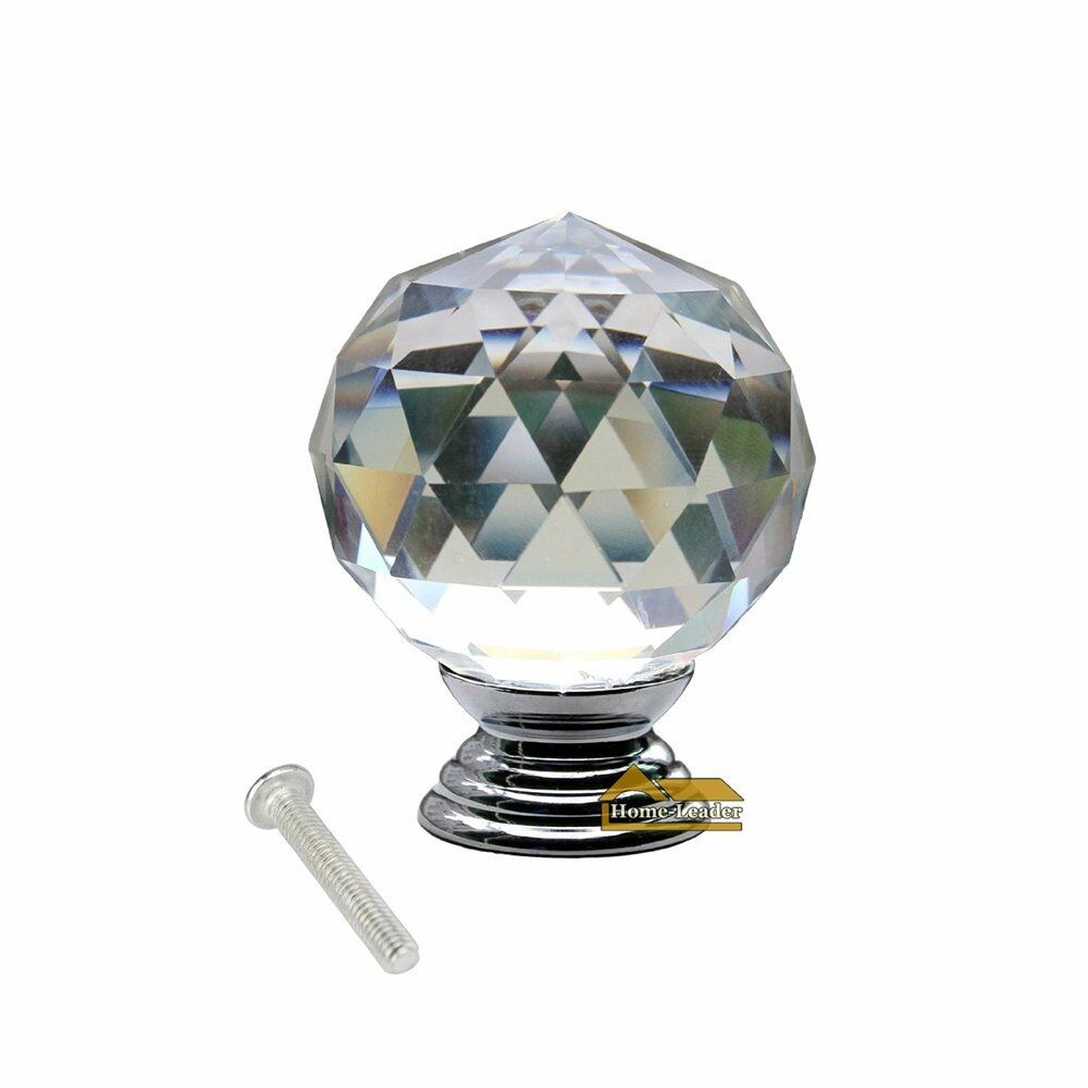 4 stk 30mm diamant krystal glas guld knopper skab skuffe træk køkken skab dør garderobe håndtag hardware