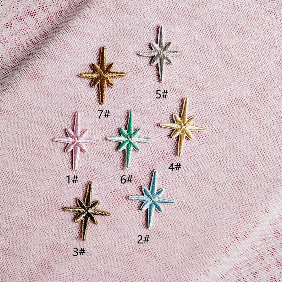 Parches de bordado de estrellas para ropa, adhesivos brillantes de estrellas doradas y plateadas, apliques de rayas para ropa, 8 colores, 10 Uds.: Mix 10pcs
