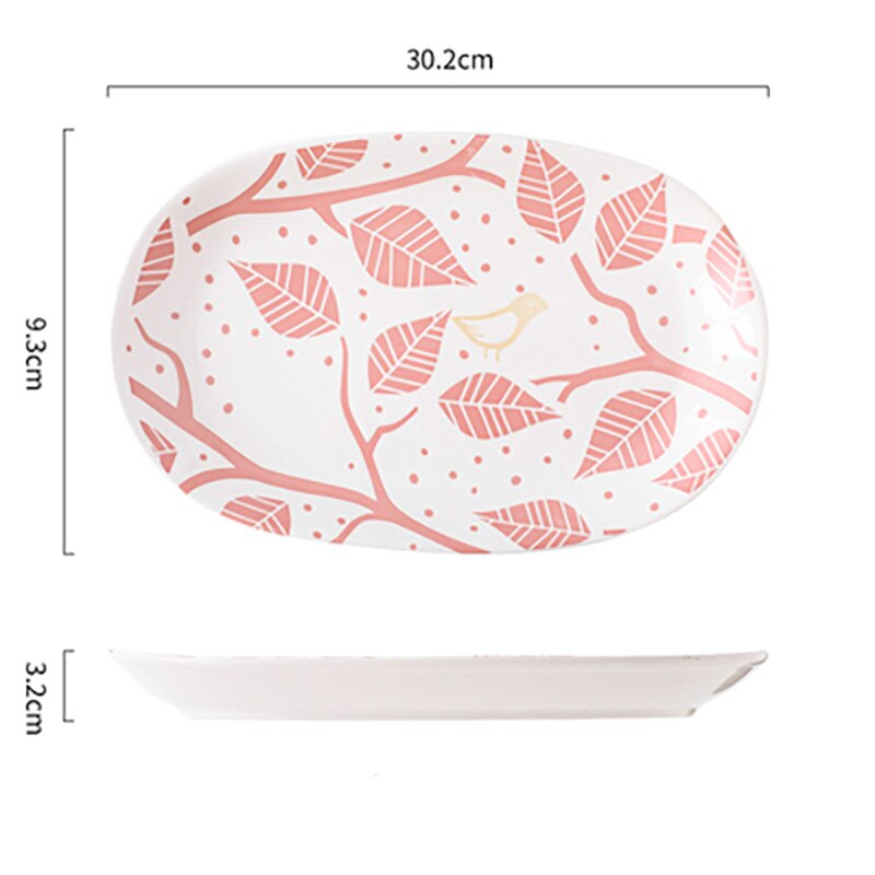 FANCITY Large fish plate, 12-inch oval plate, ceramic household bakeware, steamed fish plate, serving plate: 2