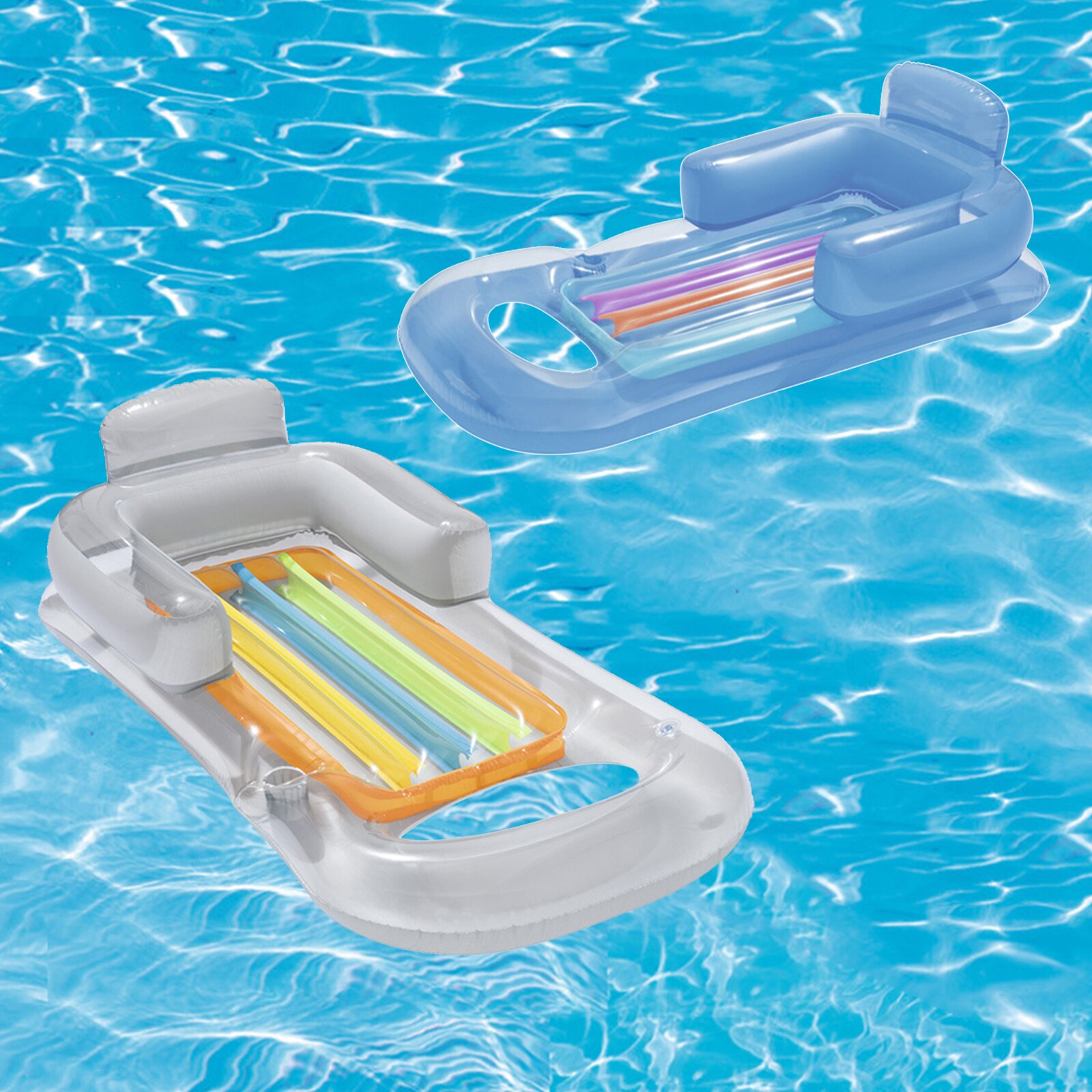 Opblaasbare Drijvende Rij Zomer Strand Zwemmen Luchtbed Zwembad Bed Fauteuil Met Bekerhouder Chaise Lounge Voor Water Party