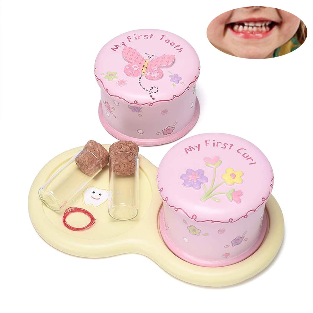 Cute Child Tooth Box Baby First Tooth And Curl Keepsake Boxes Kids Teeth Fairy Holder For Boy Or Girl Save Keepsake Souvenir