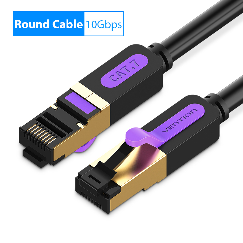 Vention Ethernet Cable RJ 45 Cat7 Lan Cable STP RJ45 Network Cable for Cat6 Compatible Patch Cord for Router Cat7 Ethernet Cable: Lavender / <=0.8m