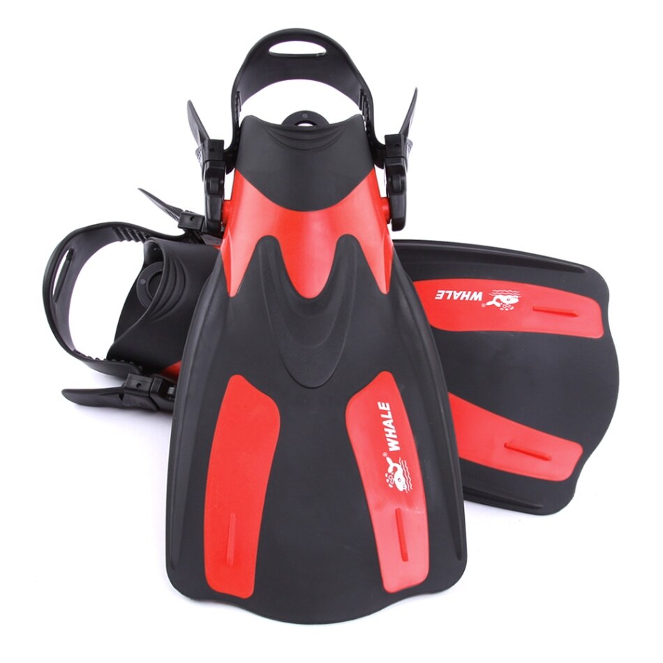Aletas de buceo de snorkel aletas de natación cortas para adultos aletas de natación con talón ajustable equipo de deportes acuáticos aletas de natación: Rojo / M