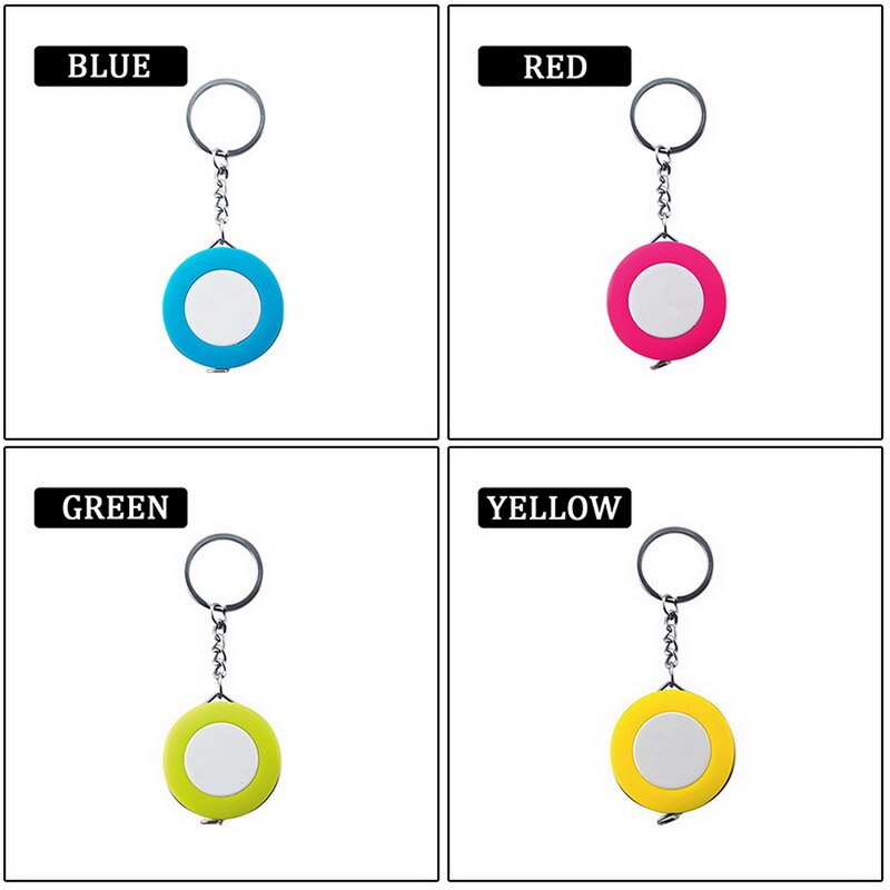 Cinta métrica portátil para llavero, Color caramelo, 1,5 metros de longitud, tamaño de ropa, cinta métrica pequeña de plástico