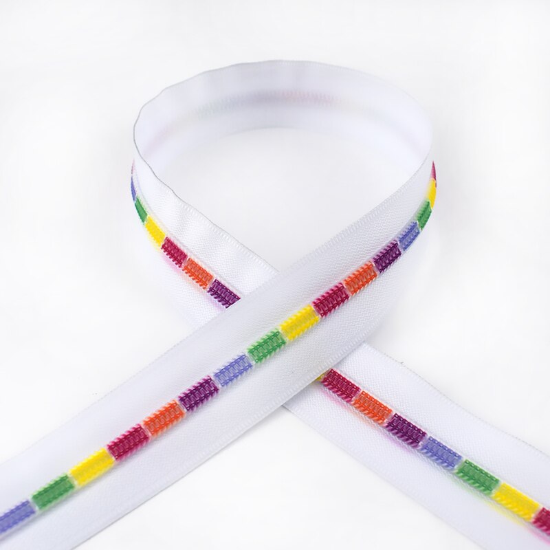 Meetee 2M/5M/10M 5 # Nylon Gekleurde Tand Rits Zwart Wit Doek Code Laden rits Diy Thuis Textiel Zak Naaien Accessoires: ZA026-White / 5Meters