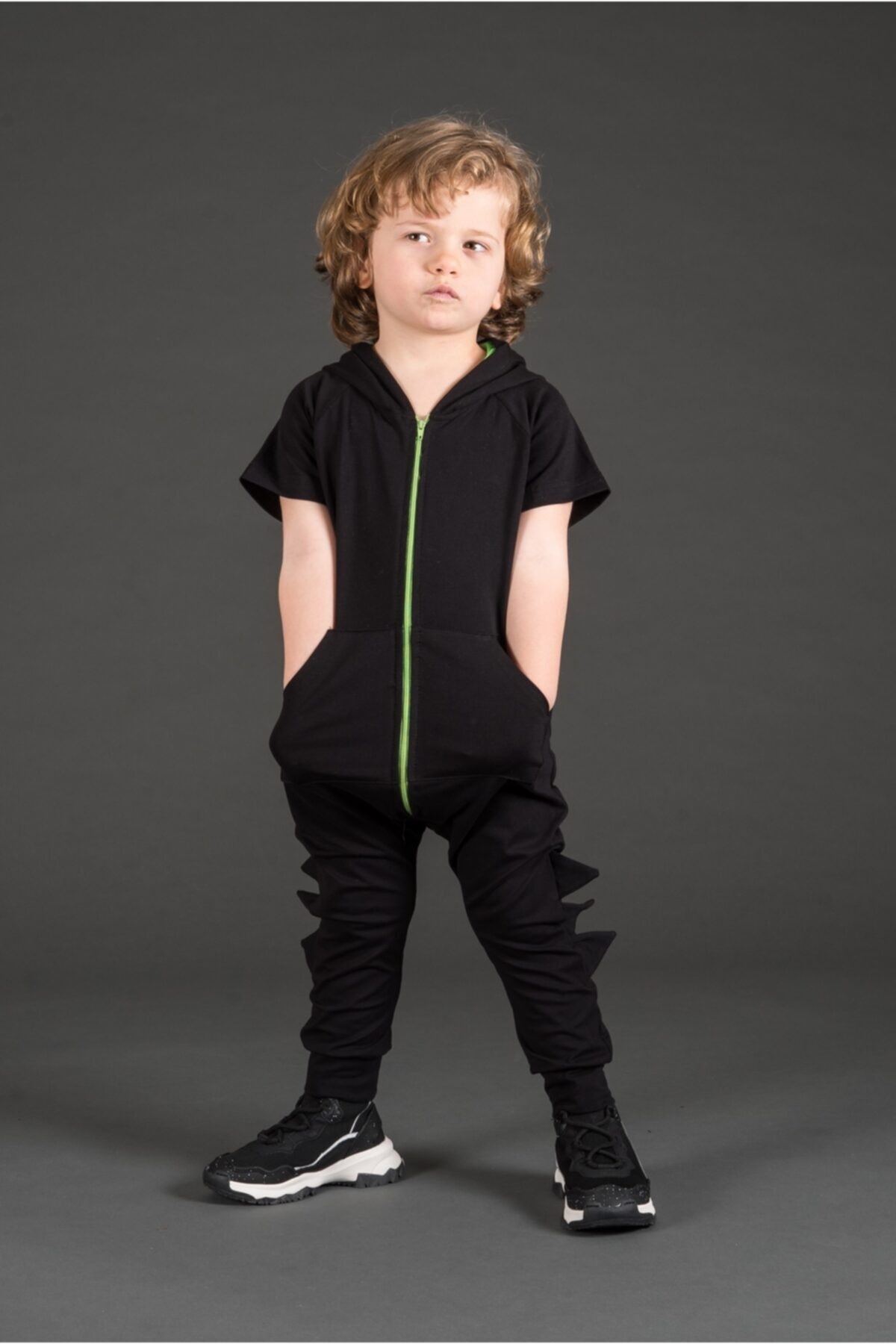 Kids Black Dıno Jumpsuit