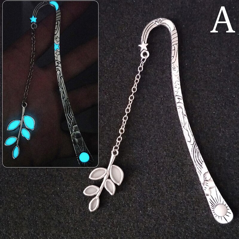 Book Markers Luminous Bookmarks For Books Leaves Crown Label Read Maker Book Mark Stationery A B C 3 Styles Bookmarks For Books: A