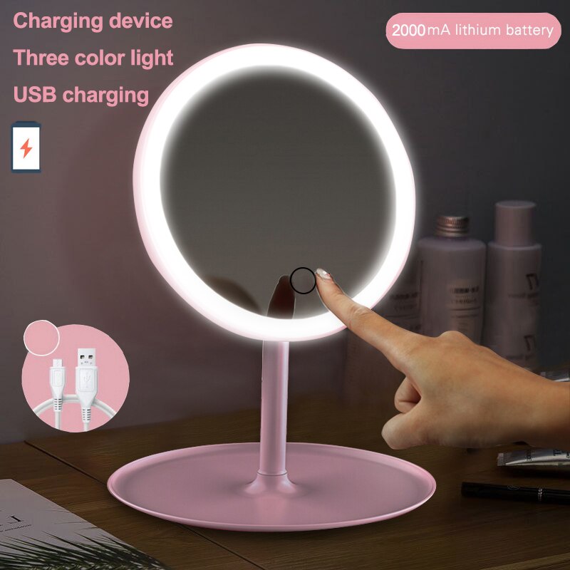 Makeup mirror with led mirrors 5 times magnifier standing mirror touch screen vanity mirror With lights desk cosmetic mirrors