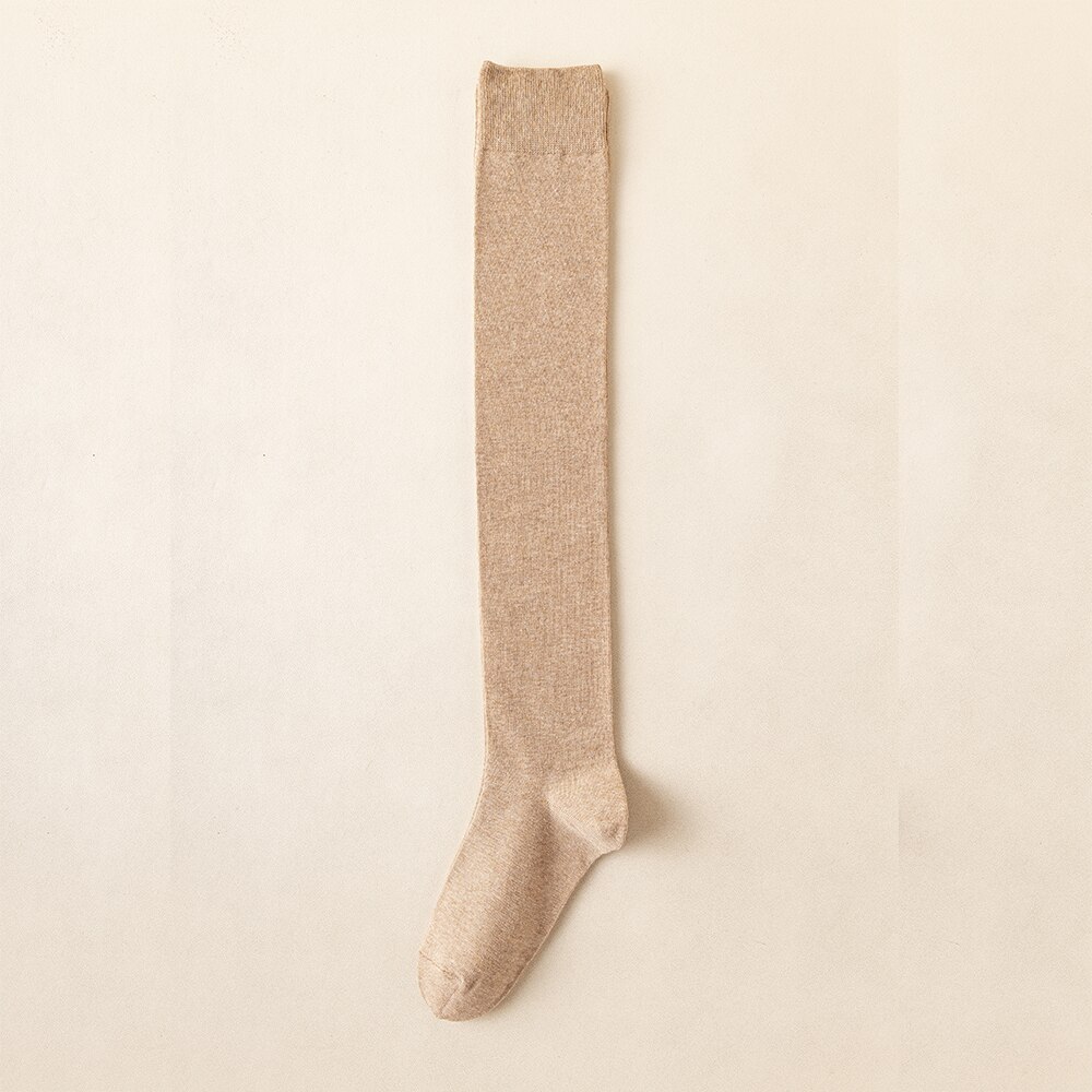 Salina Vrouwen Sokken Katoen Buis Over De Knie Winter Lente Jaar Effen Kleur Mode Persoonlijkheid Leisure Sport Comfortabele: Khaki
