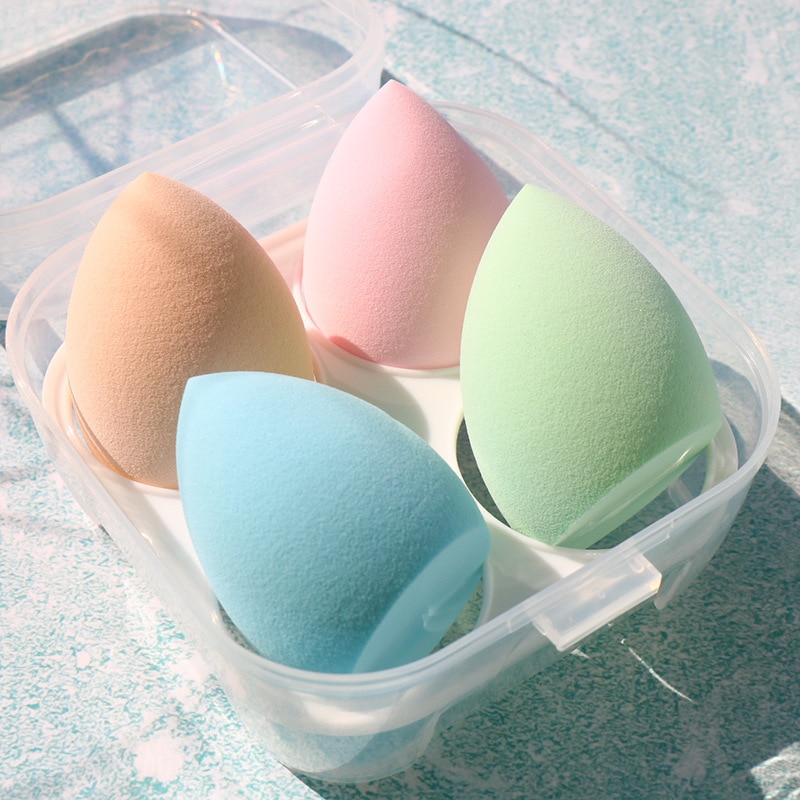 4Pcs/lot Cosmetic Puff Beauty Set Smooth Women Makeup Foundation Soft Sponge Puff Pure Blue Purple Color Beauty Tools