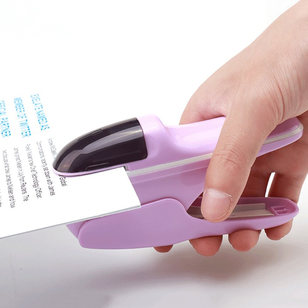 Hand-Held Mini Safe Stapler Free Stapleless Without Staples Stapler 7 Sheets Capacity Paper Stapler Office Bookbinding Supplies