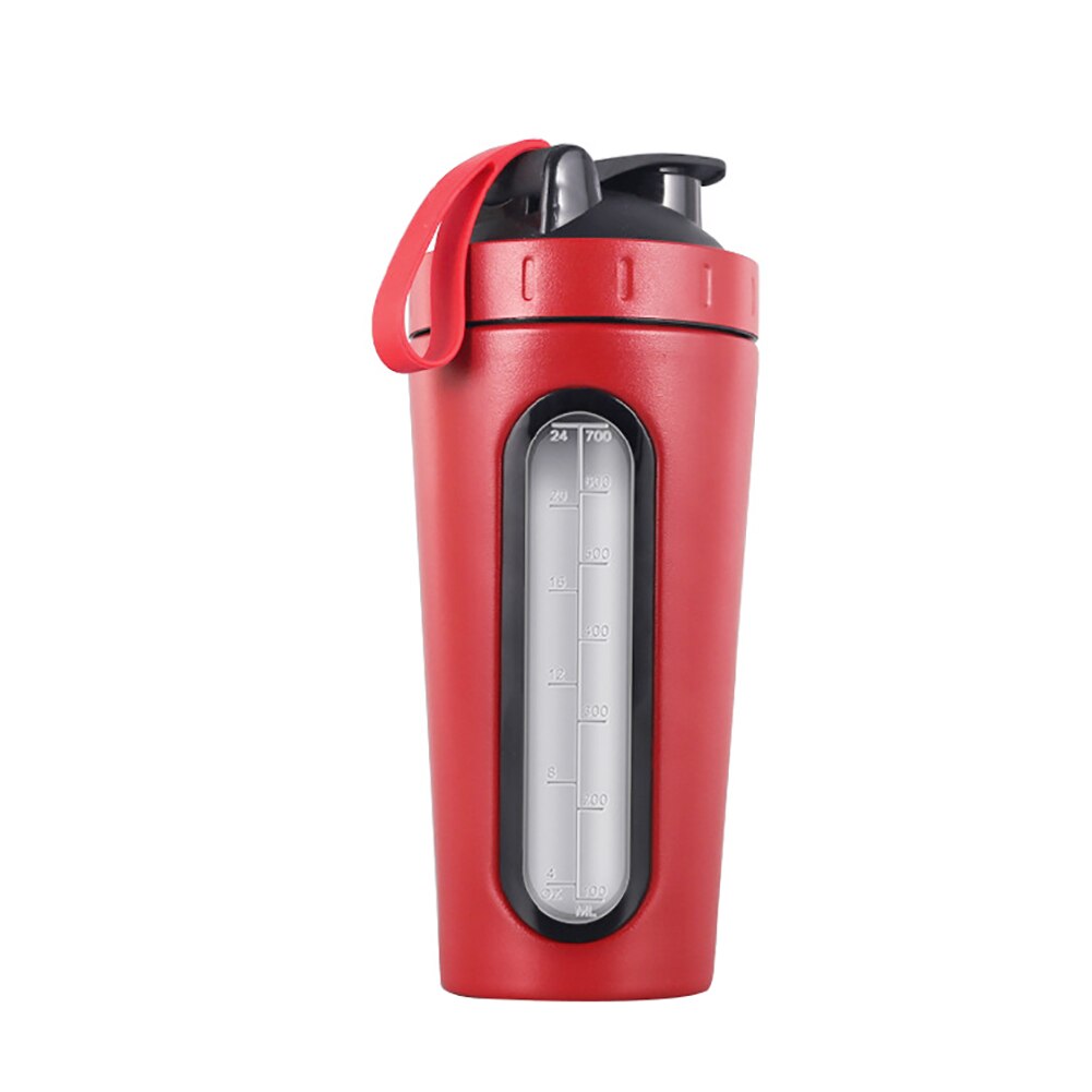 Shaker Bottle Whey Protein Powder Mixing Bottle Sports Nutrition Protein Shaker Fitness Water Bottle Stainless Steel Thermos: Red