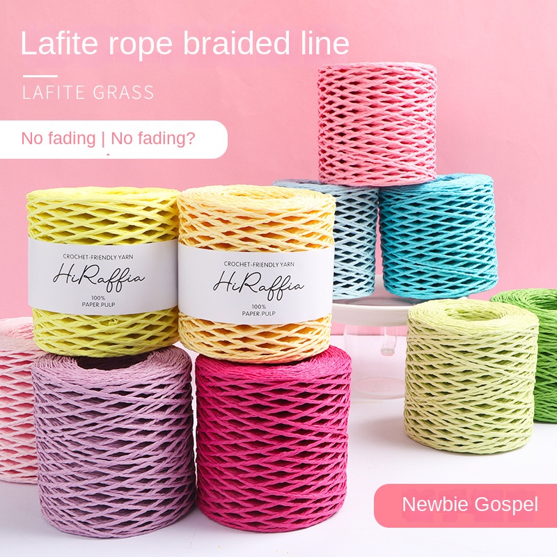 Natural Cotton Raffia Yarn 1mm 150m DIY Rope for Summer Sun Straw Hat Beach Bag Knitting Handbag Wrapping Craft