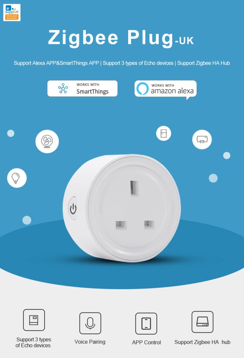 10A Smart Power Socket Outlet Plug Adaptor AC90-250V EWelink ZigBee Mini Smart Plug Outlet For Alexa Samsung SmartThings APP