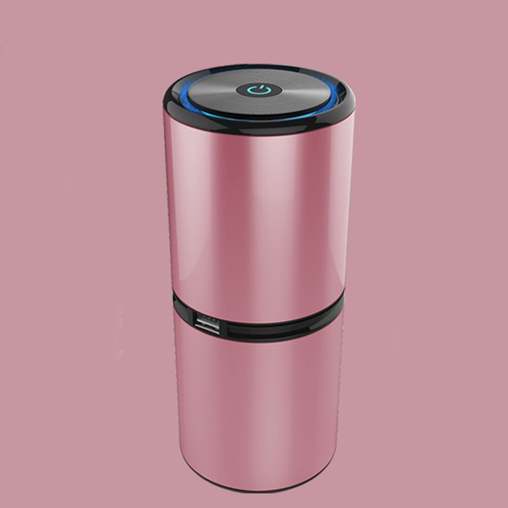 Air Purifier Small Air Cleaner USB Charging Low Noise Portable Remove Dust for Home Car Car Styling: Pink