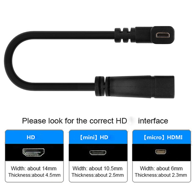 Micro Hdmi-Compatibel Male Naar Hdmi-Compatibel Vrouwelijke Adapter Kabel Links Hoek 90 Graden Hdmi Converter Code Voor hdtv Projector