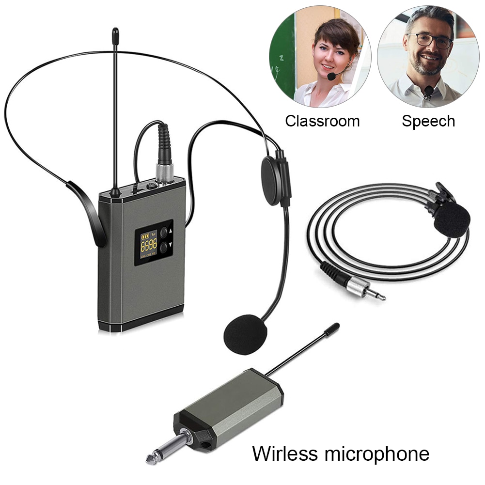 Microfono senza fili Sistema di 3.5/6.35mm Senza Fili Microfono Lavalier Microfono Mini Risvolto Mic Portatile Trasmettitore per il Discorso di Registrazione