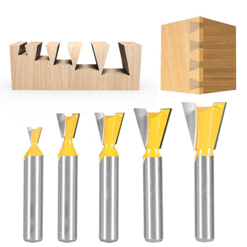 8mm Shank 1/4 Dovetail Joint Router Bits Set 14 Degree Woodworking Engraving Bit Milling Cutter for Wood