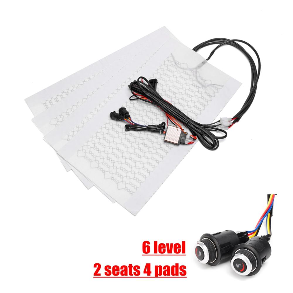 Universal 2 seats 4pcs 12v car carbon fiber High/Low heated seat heater pad switch kit Round Switch Winter Warmer Seat Covers: 2 seat 4pcs H