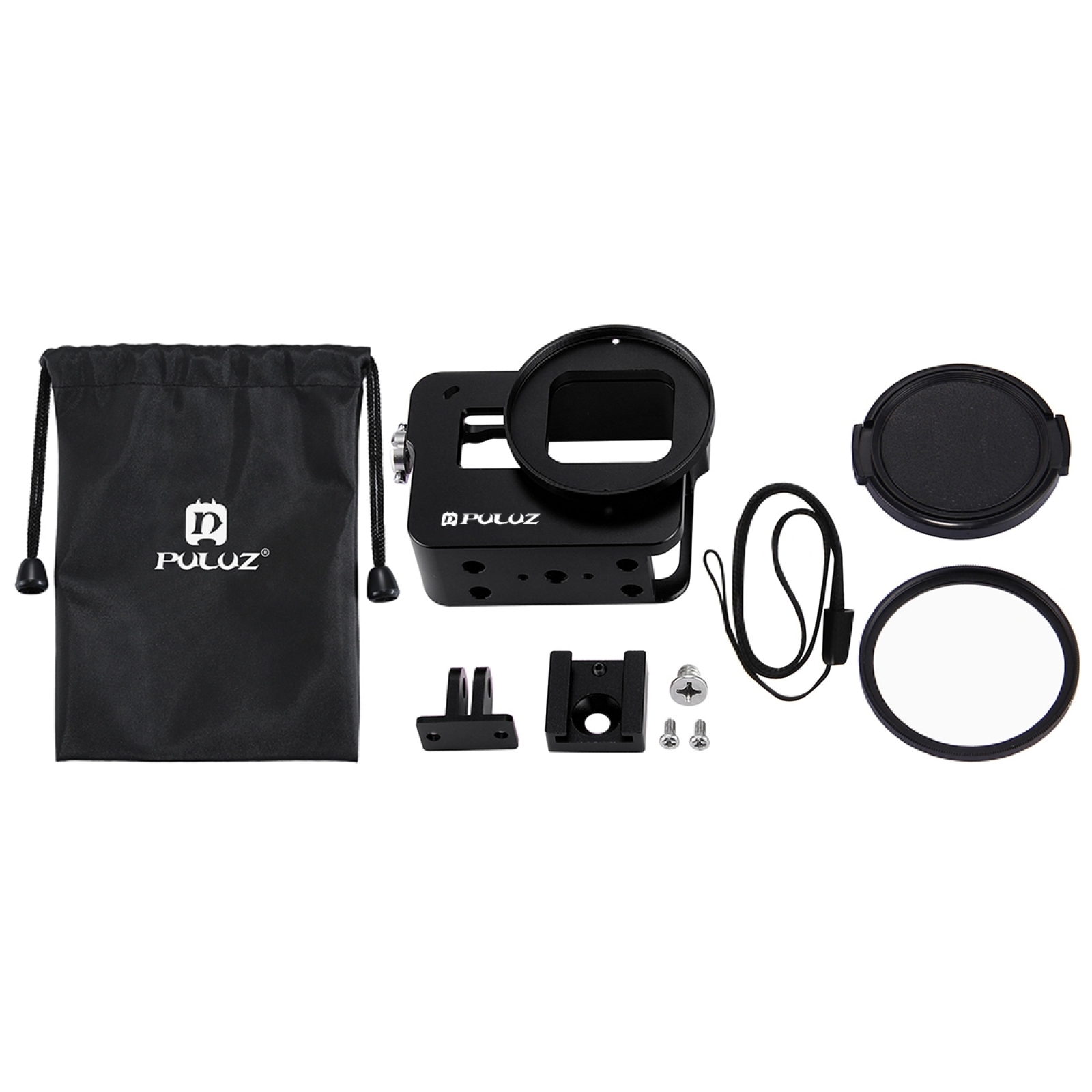 Puluzhölje skal för gopro hero 7 svart 6/5 hård skyddsbur +52mm uv -lins 8*6*4.6cm fodral för go pro hero 5