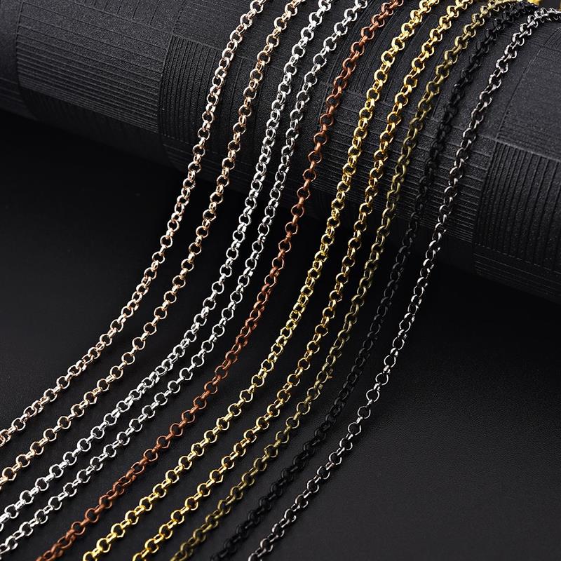 Cadenas de latón para manualidades, accesorios para fabricación de joyas, collares, suministros a granel, cadenas de Eslabón cubano, cierres de Metal de 55cm,