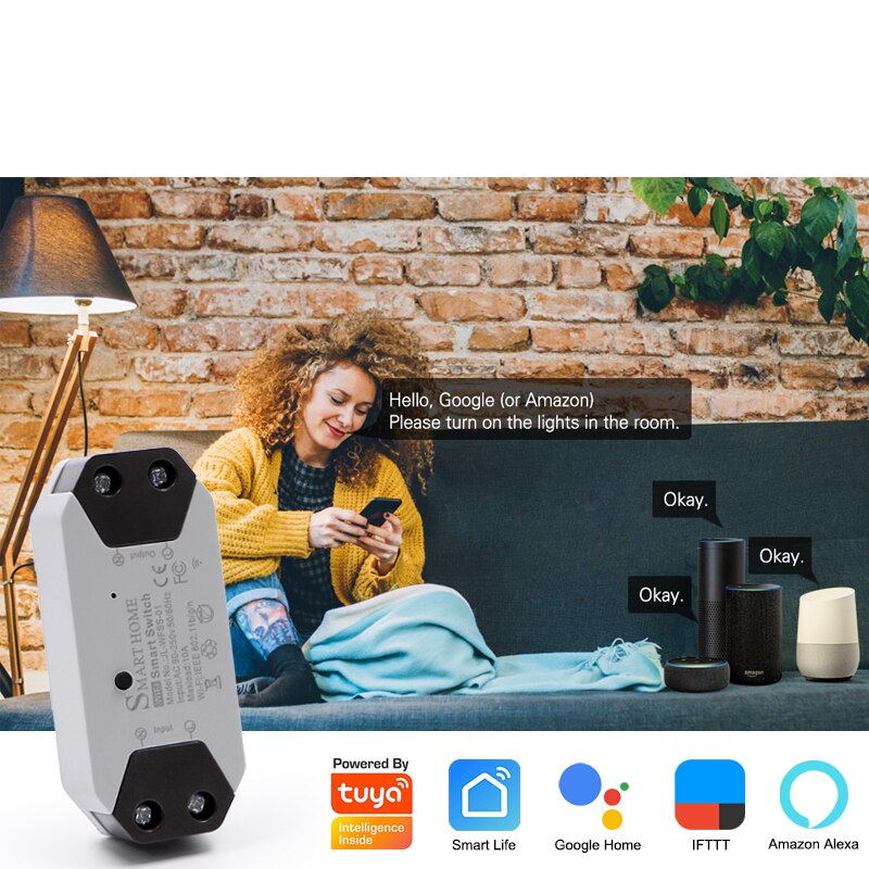 DIY tuya WiFi Smart Light Switch Universal Breaker Timer Smart Life APP Wireless Remote Control Works with Alexa Google Home