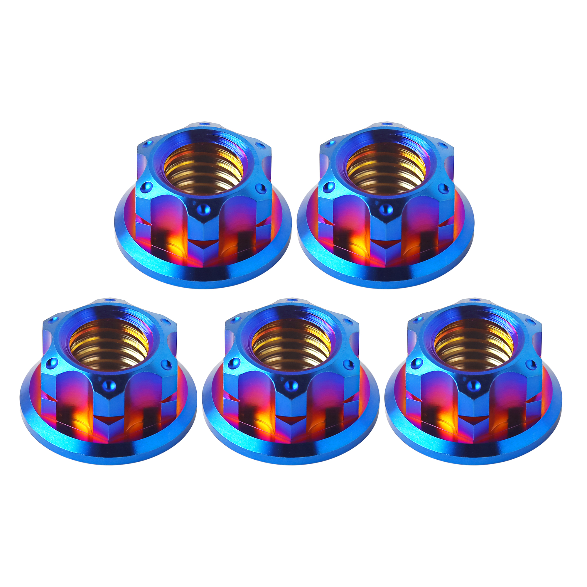XMSJ M6 M8 M10 M12 Hex Hexagon Flange Titanium Nuts Rear Axle Lock Nut for Bike Motorcycle Fastener Titanium Hex Flange Nuts: M12 / Yellow
