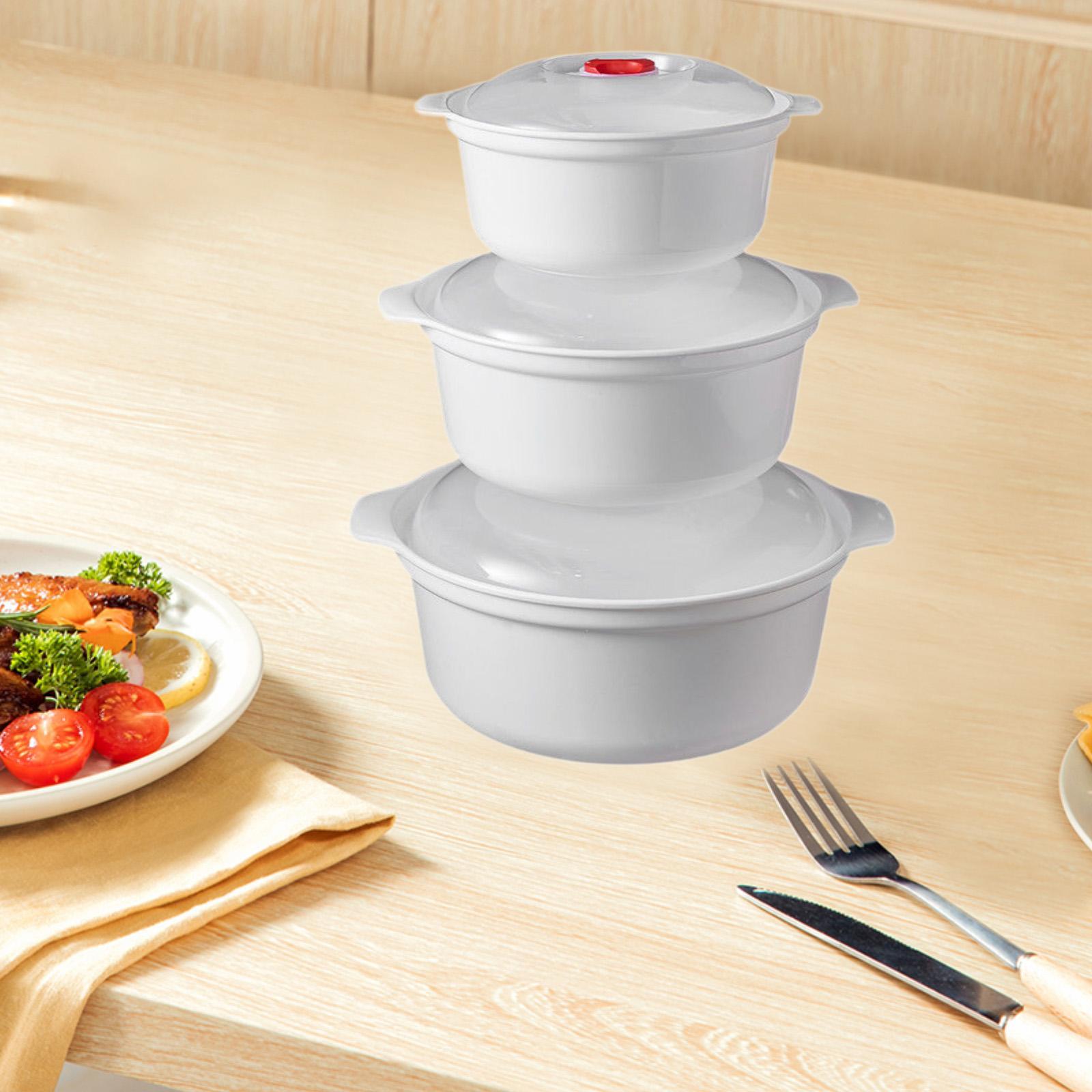 3 stk. mikrobølgeovnsskåle med låg, salatskåle, mikrobølgeovnsretter, opvarmning af mad